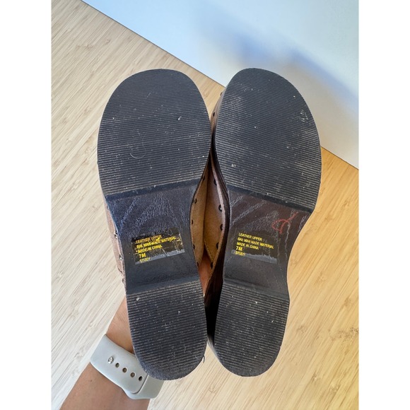 Ellemenno Tan Studded Suede Wood Clogs Mule Shoes Brown Size 7 - Picture 6 of 6